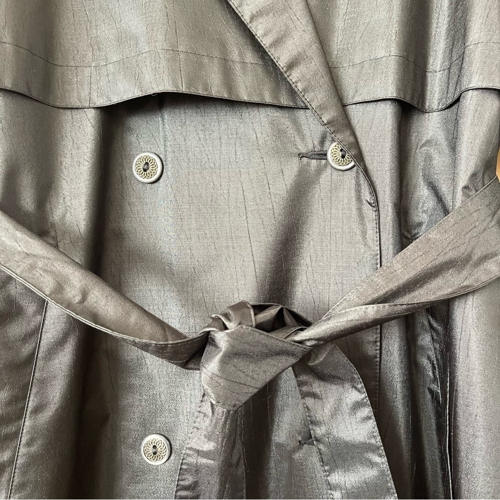 British Mist Vintage Black Rain Trench Coat Size 10 - Picture 4 of 12